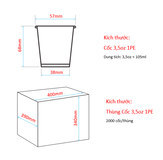 Cốc 3.5oz 1PE - Xanh