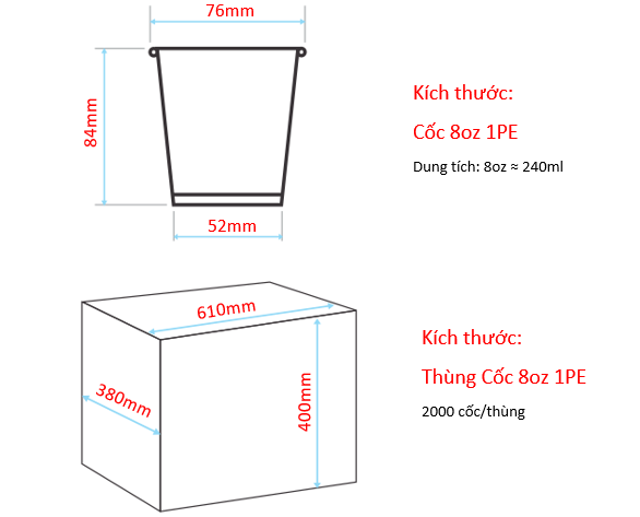 Cốc giấy 8oz kèm nắp - Phố