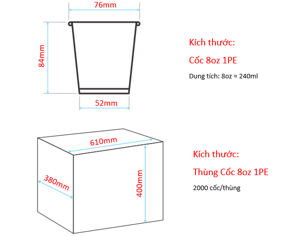 Cốc 8oz kèm nắp - Phố