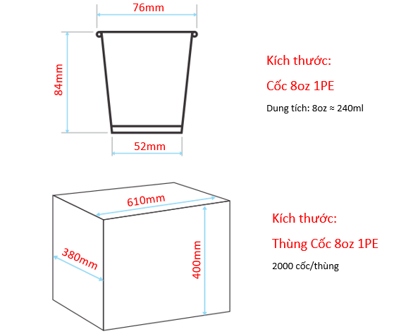 Cốc 8oz kèm nắp - Cafe