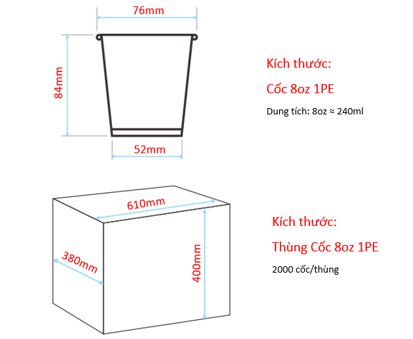 Cốc 8oz kèm nắp - Đỏ