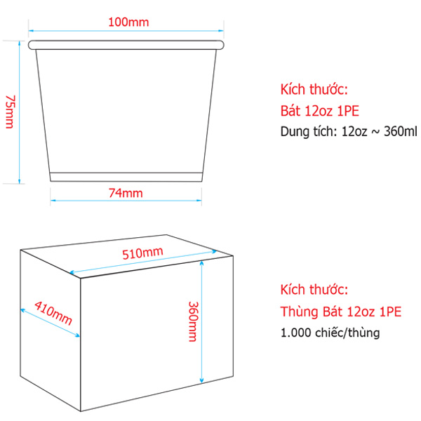 Bát 12oz 1PE kèm nắp - Mickey H