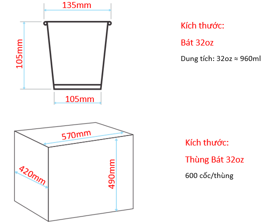 Bát 32oz 1PE kèm nắp - Mẫu 3