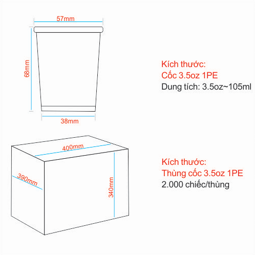 Cốc giấy 3.5oz - Xanh