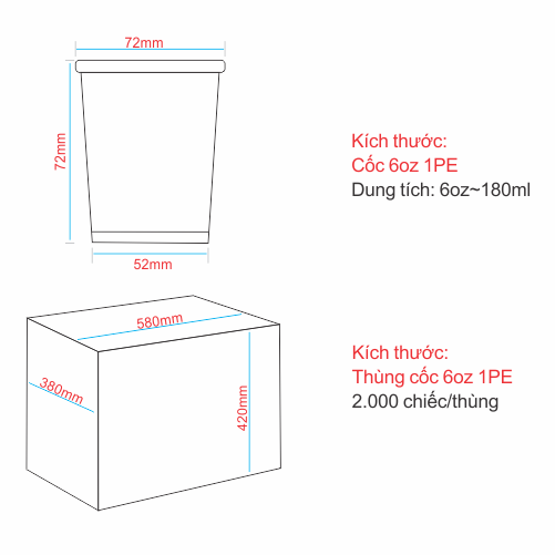 Cốc giấy 6oz - Trắng
