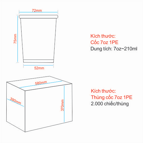 Cốc giấy 7oz - Trắng