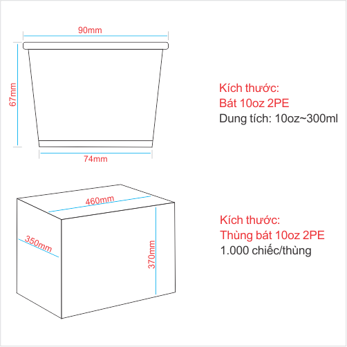 Tô giấy kem 10oz - Love 7