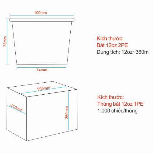Tô giấy kem 12oz - Hoa