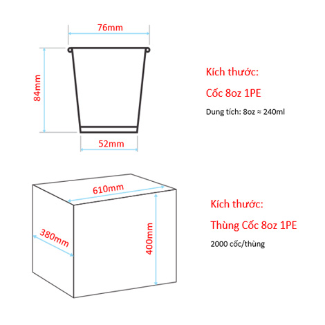 Cốc giấy 8oz - Trắng
