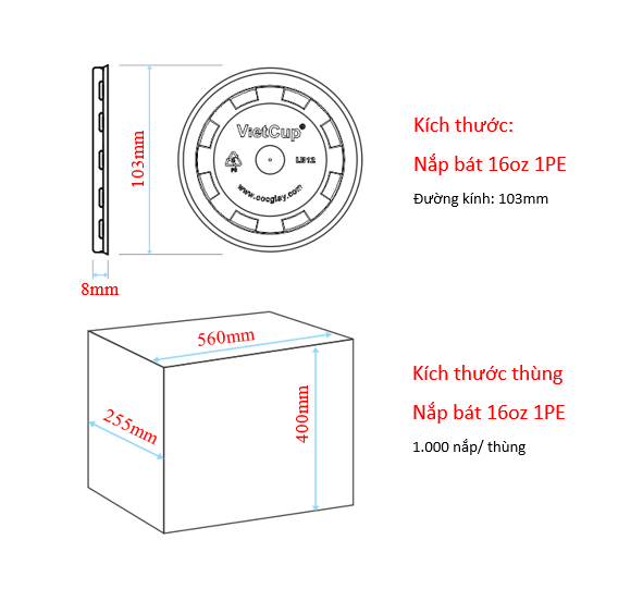 Nắp bát 16oz