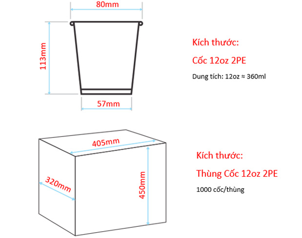 Cốc 12oz 2PE - Cafe