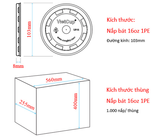 Nắp bát 16oz