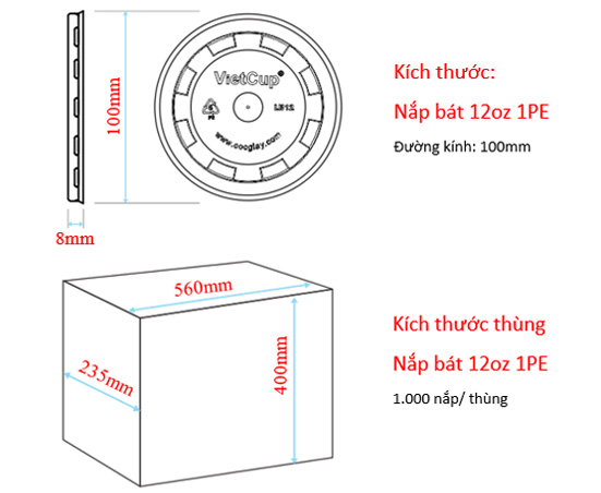 Nắp bát 12oz