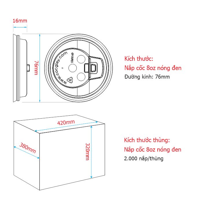 Nắp cốc 8oz