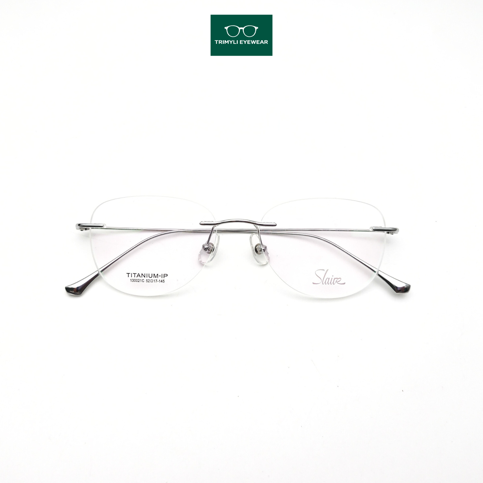 Gọng kính khoan mắt mèo nữ màu vàng titanium cao cấp 130021C