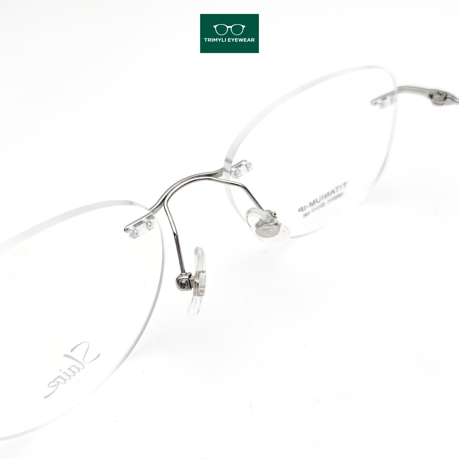 Gọng kính khoan mắt mèo nữ màu vàng titanium cao cấp 130021C