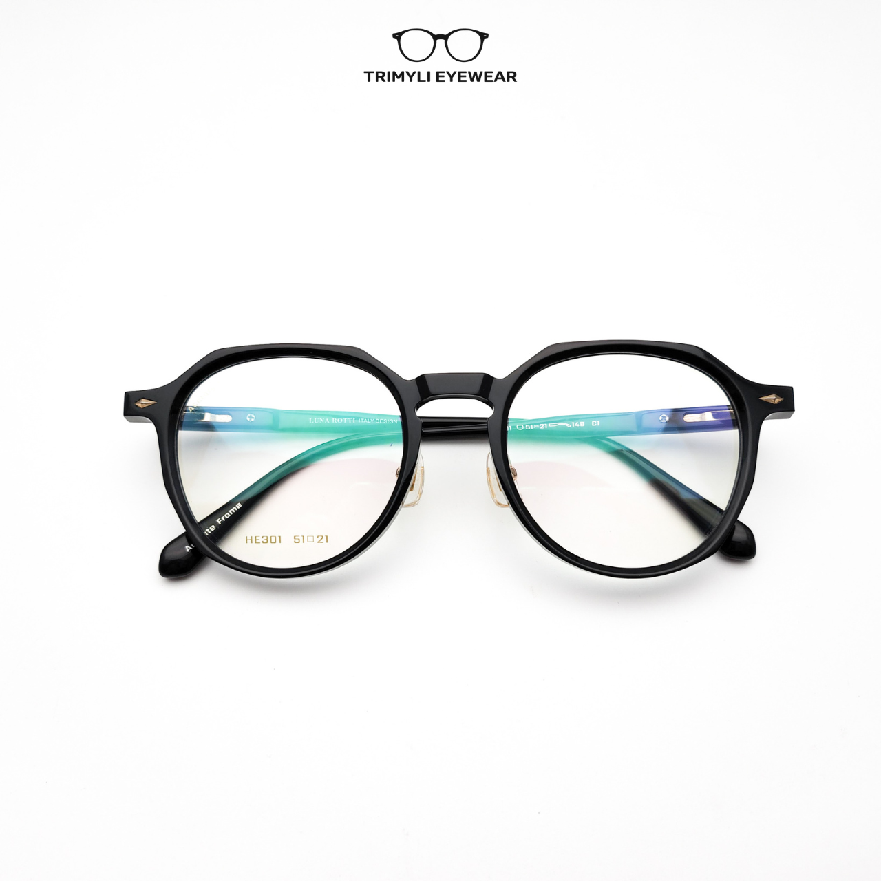 Gọng nhựa dáng tròn acetate HE301