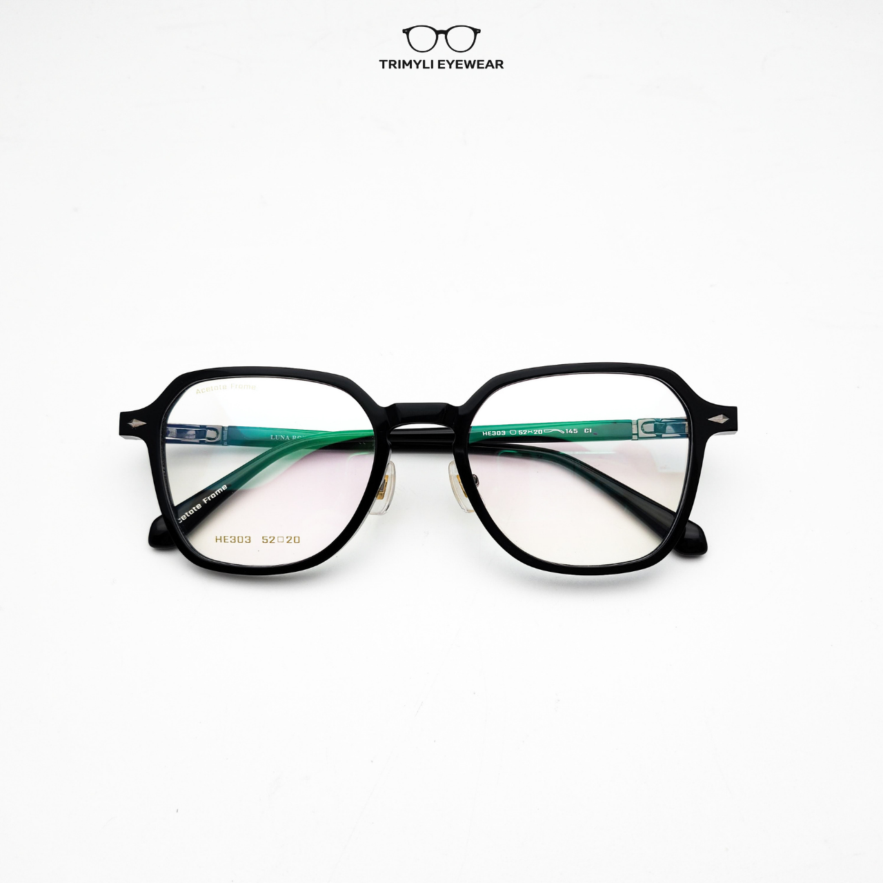 Gọng nhựa acetate dáng vuông nam nữ HE303
