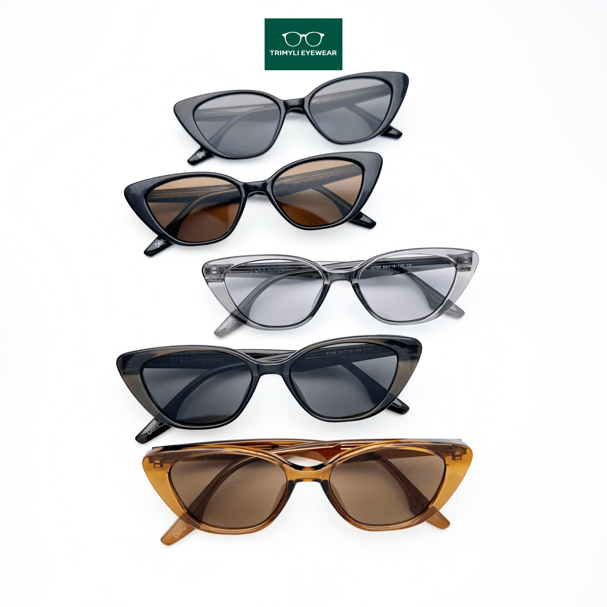 Gọng kính râm kính mát ngăn UV kính thời trang mắt mèo Trimyli Eyewear A788