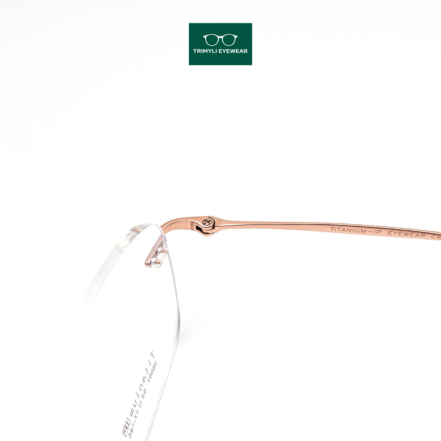 Gọng kính khoan dáng vuông Trimyli Eyewear màu bạc 26001