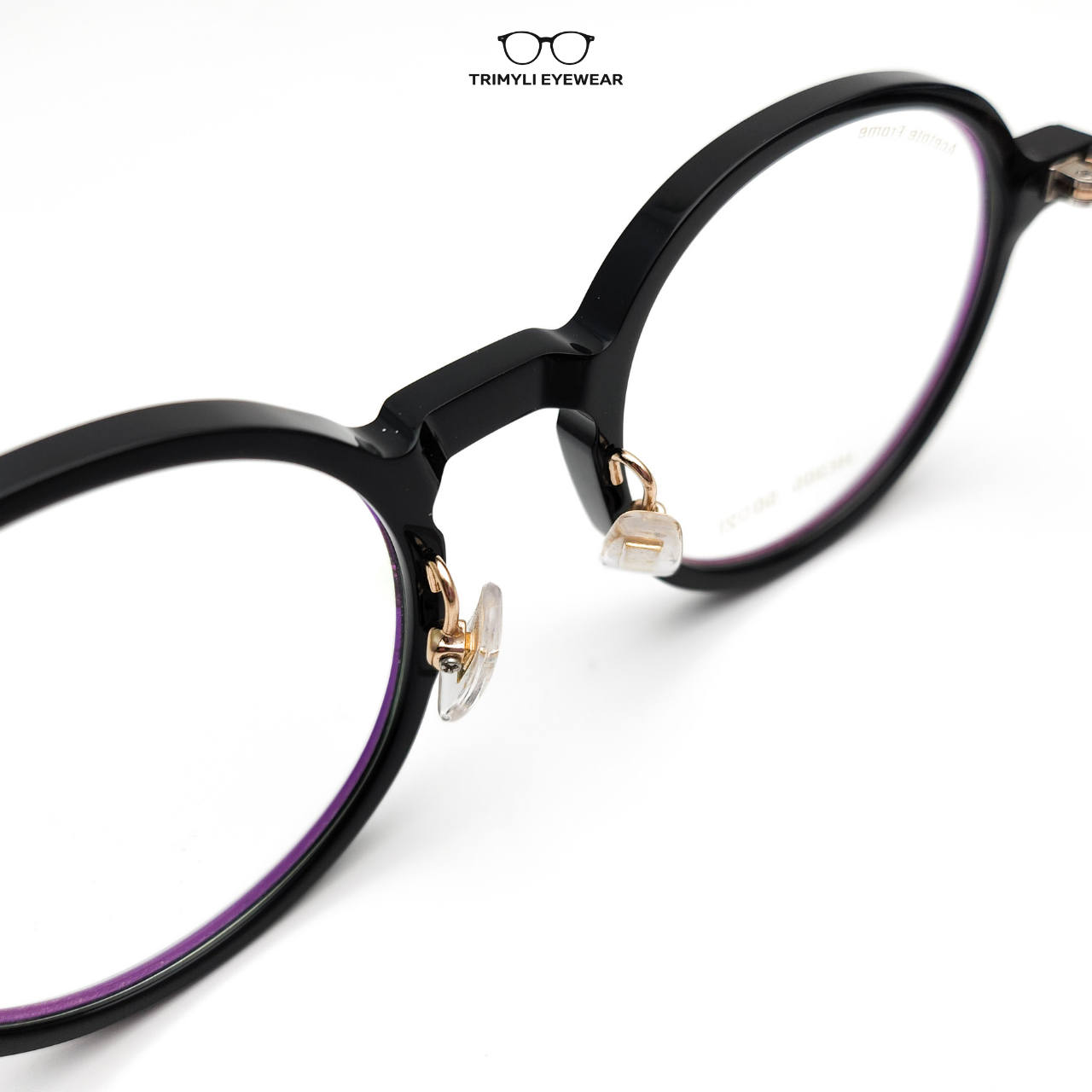 Gọng nhựa acetate dáng tròn nam nữ thời trang HE305