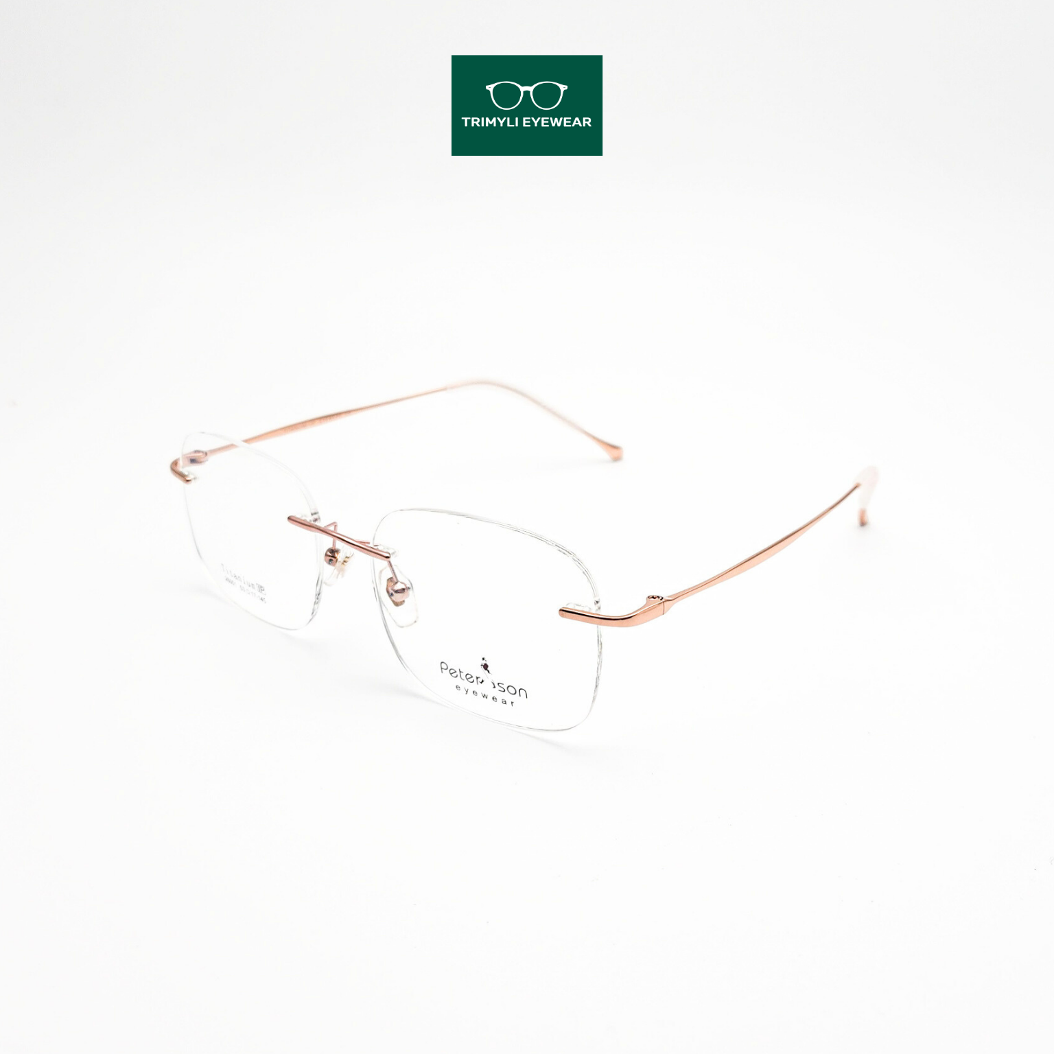 Gọng kính khoan dáng vuông Trimyli Eyewear màu bạc 26001
