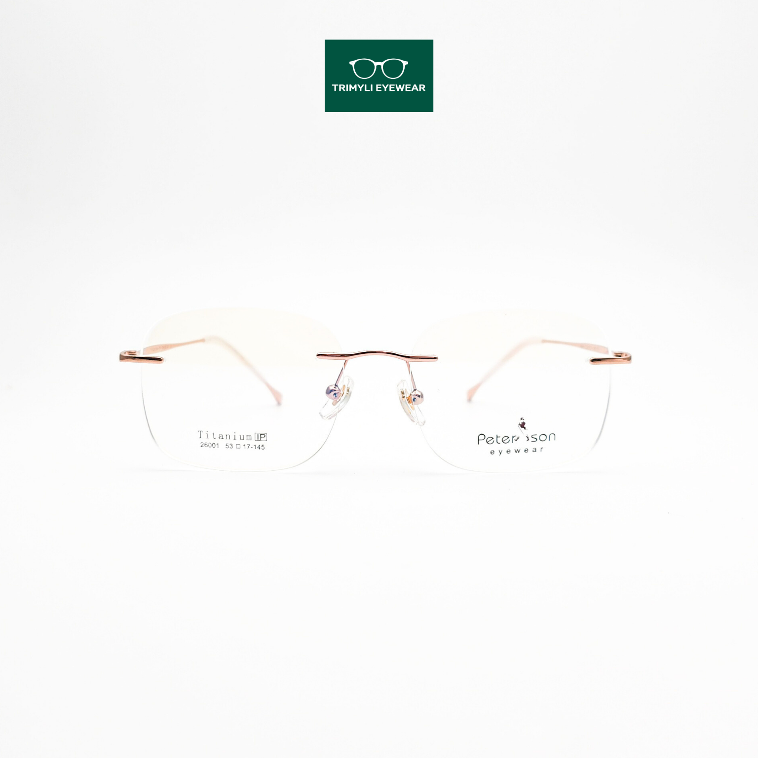 Gọng kính khoan dáng vuông Trimyli Eyewear màu bạc 26001