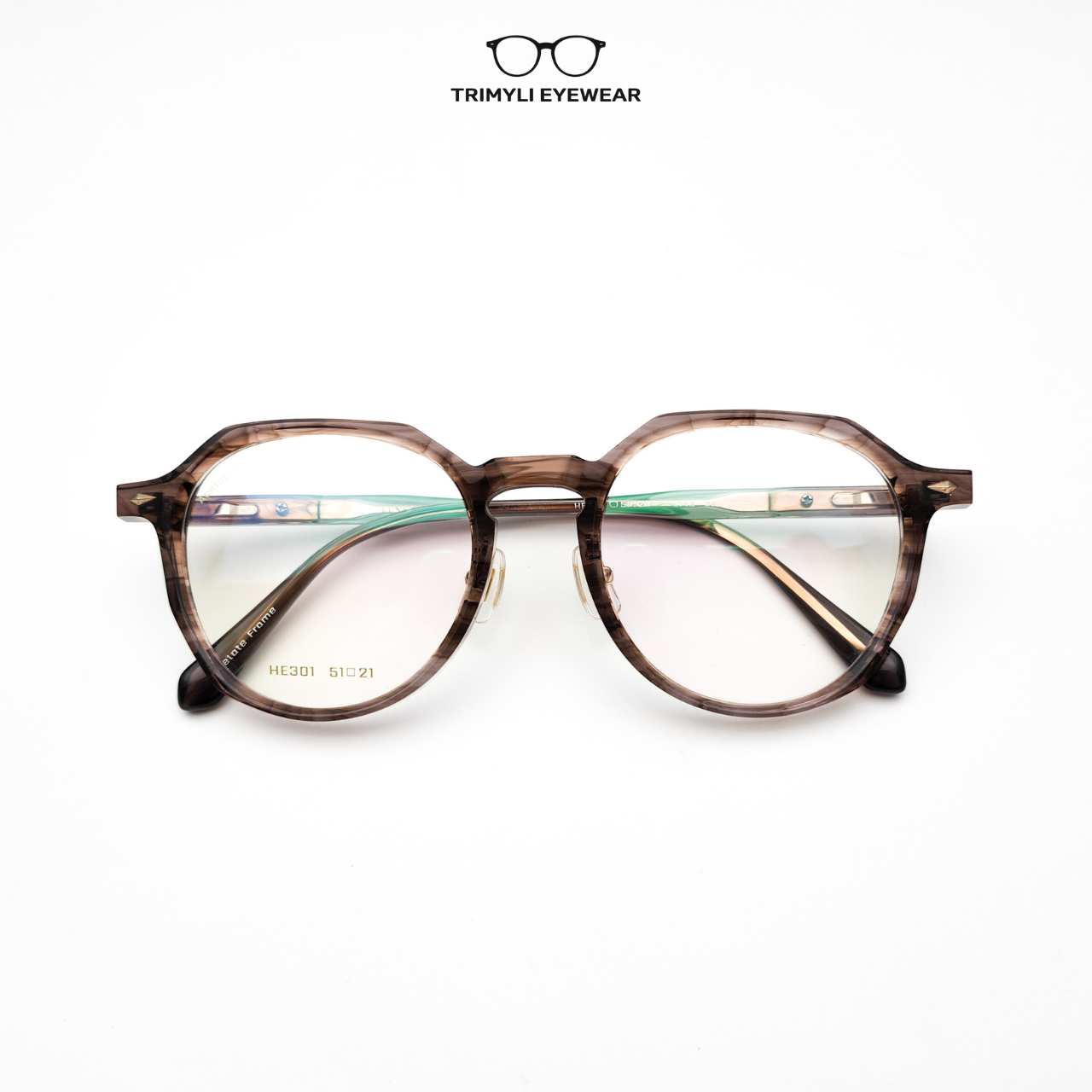 Gọng nhựa dáng tròn acetate HE301