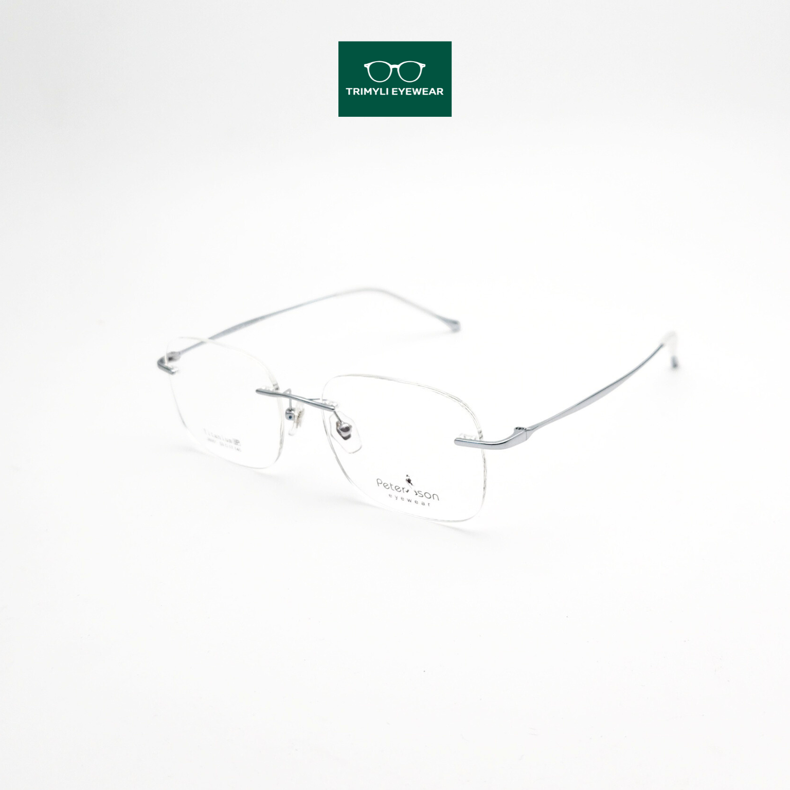 Gọng kính khoan dáng vuông Trimyli Eyewear màu bạc 26001