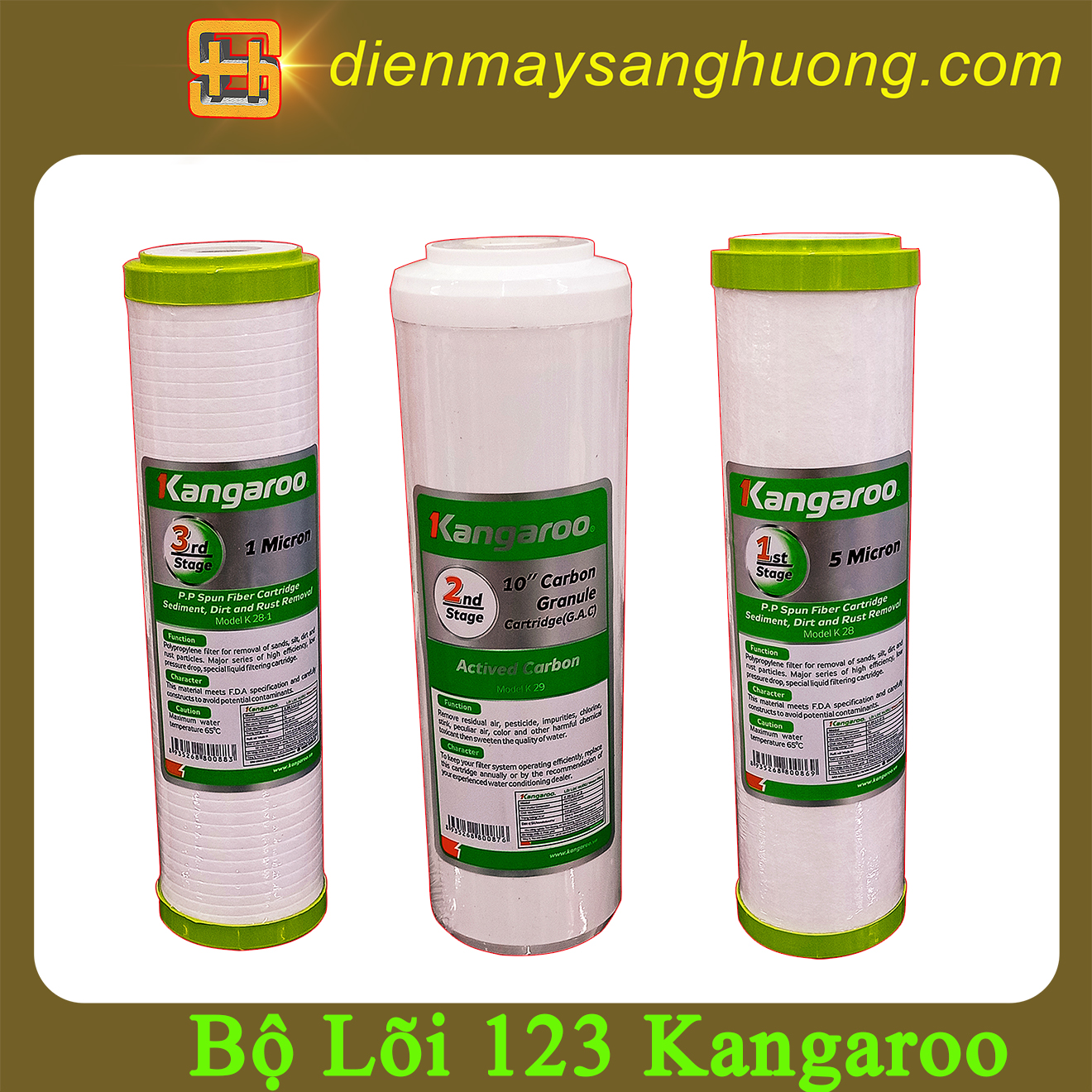 Bộ Lõi Lọc Nước 1,2,3 Kangaroo