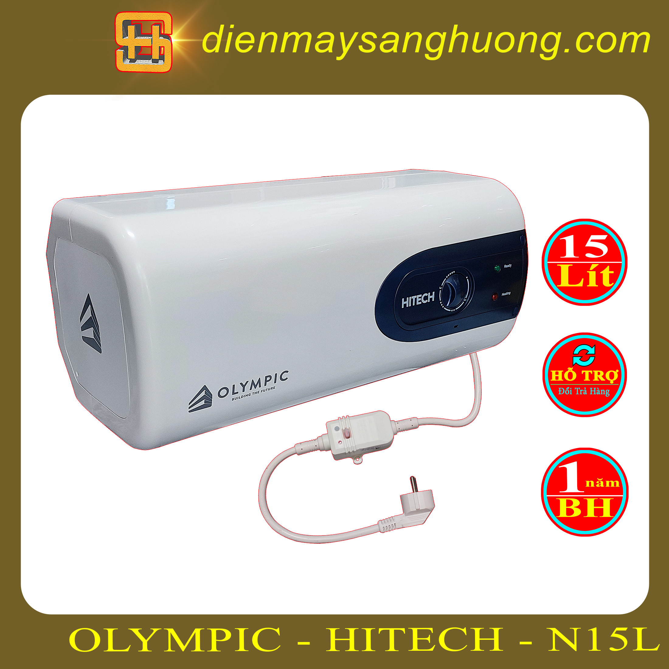 Bình Nóng Lạnh OLYMPIC 15 Lít  Loại Ngang - HITECH – N15L