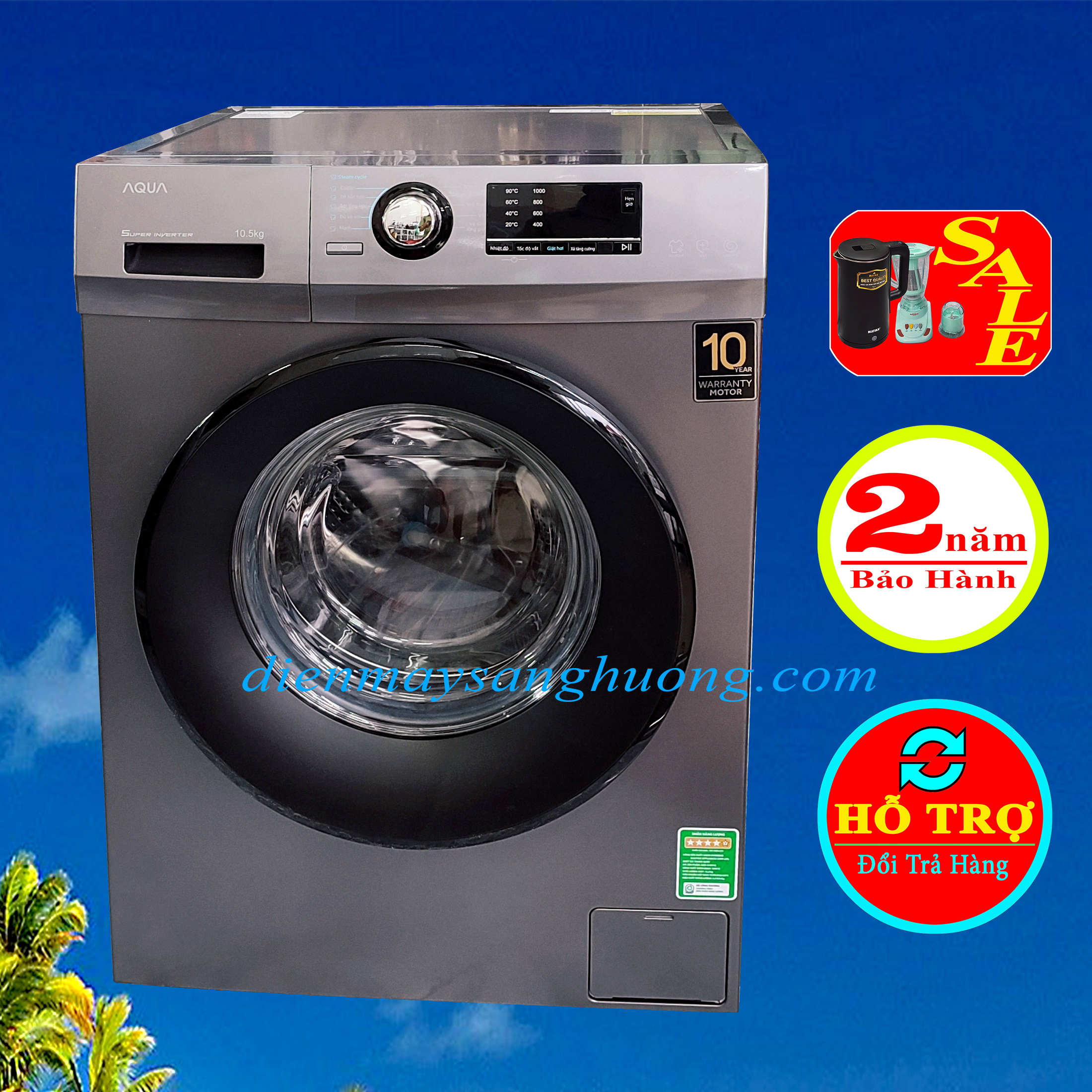 Máy Giặt Cửa Ngang 10.5KG  AQUA – A1051G