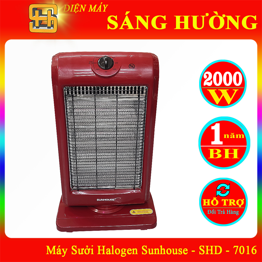 Máy Sưởi Halogen Sunhouse 3 Bóng - SHD - 7016