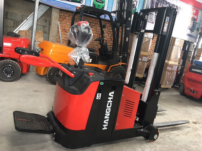 Xe nâng điện đứng lái cho pallet 2 mặt