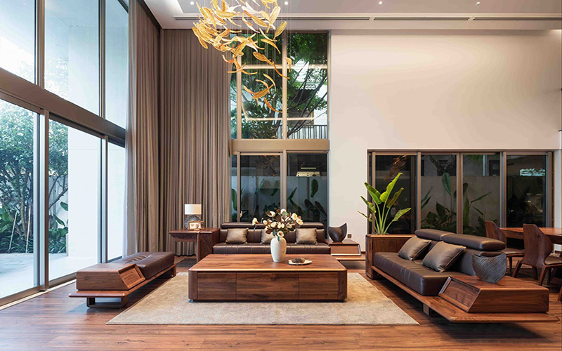 Sofa gỗ óc chó cao cấp