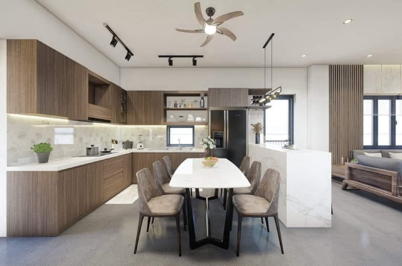 Nội thất phòng bếp hiện đại và tiện nghi