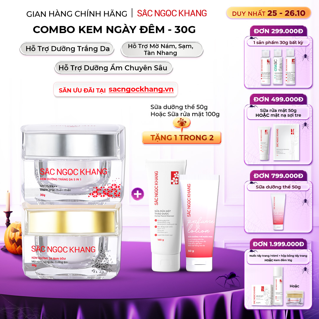 Combo Dưỡng Da Ngày Và Đêm Sắc Ngọc Khang (Kem Dưỡng Da Ban Đêm 30g và Kem Dưỡng Da Ban Ngày 5in1 30g)