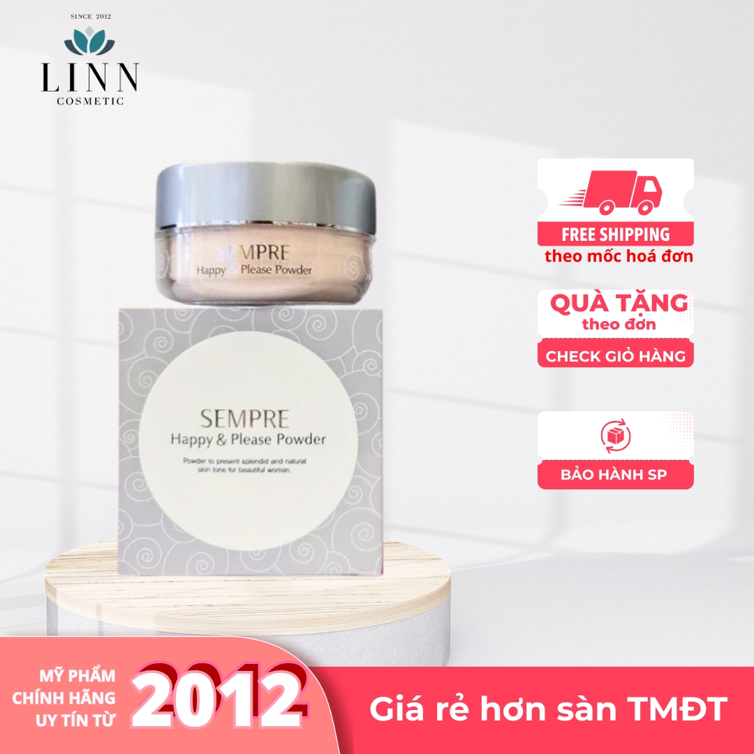 Phấn phủ bột Geo Sempre Happy & Please Powder - phấn bột kiềm dầu , mỏng mịn Hàn Quốc chính hãng 25g