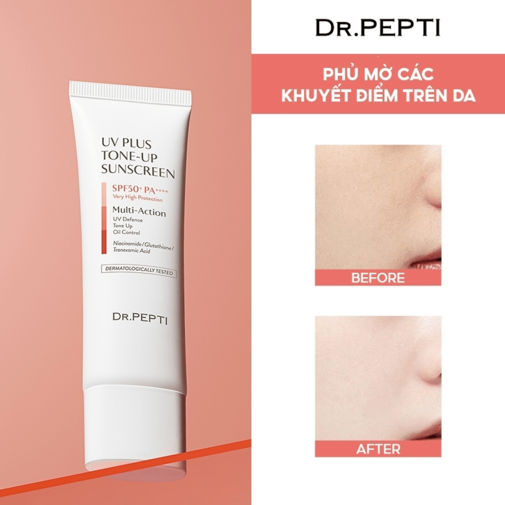 Kem chống nắng Dr.Pepti Plus Tone up - Blue Serenity UV Sunscreen SPF50+ PA++++ 50ml mẫu mới