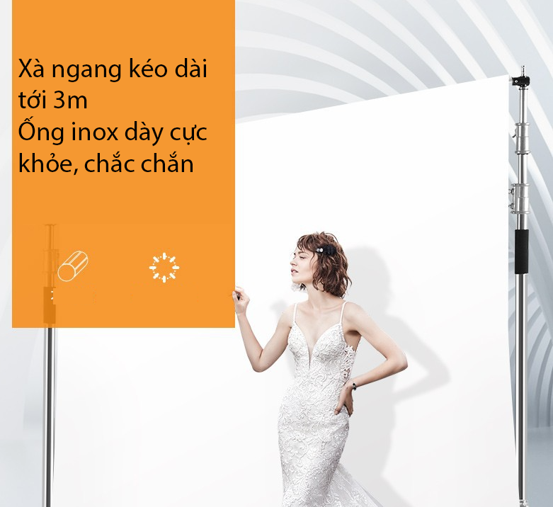 Thanh xà ngang inox treo phông nền 3m siêu khỏe