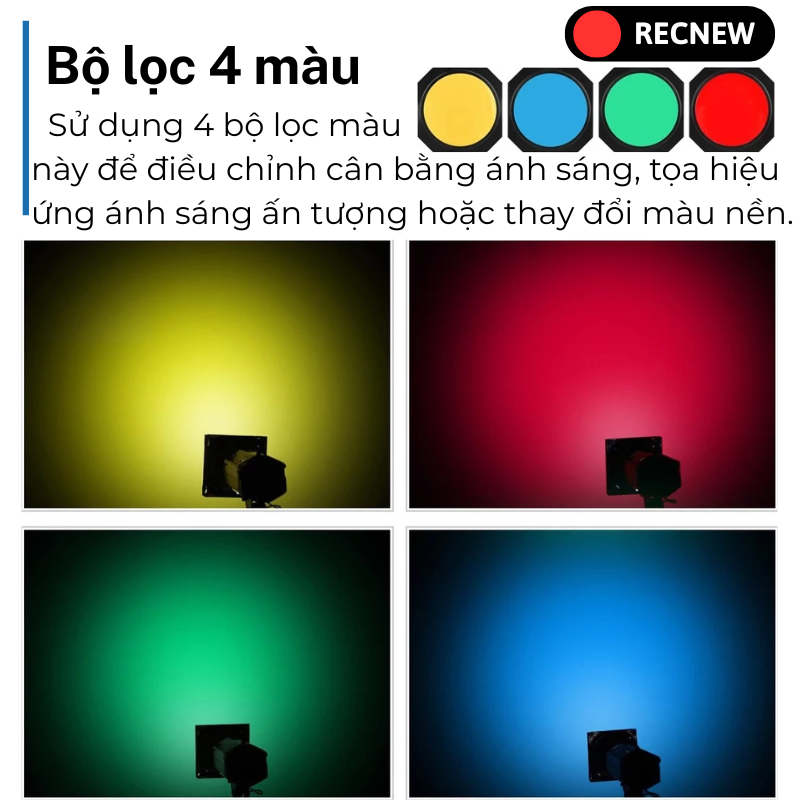 Barndoor 4 filter màu, lưới tổ ong, ngàm bowen