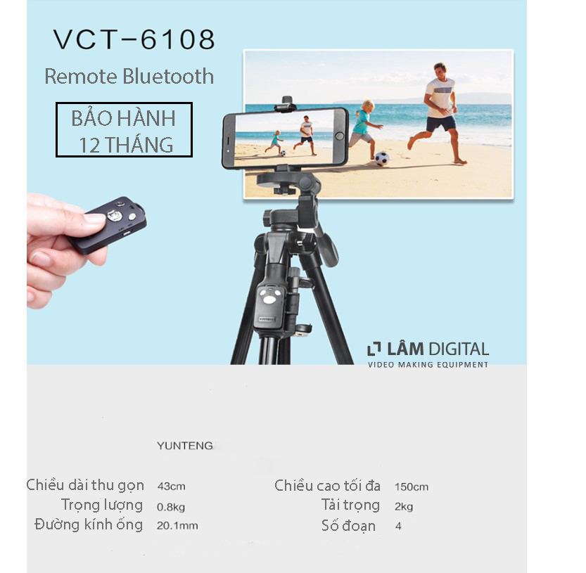 Tripod điện thoại Yunteng 6108 chính hãng
