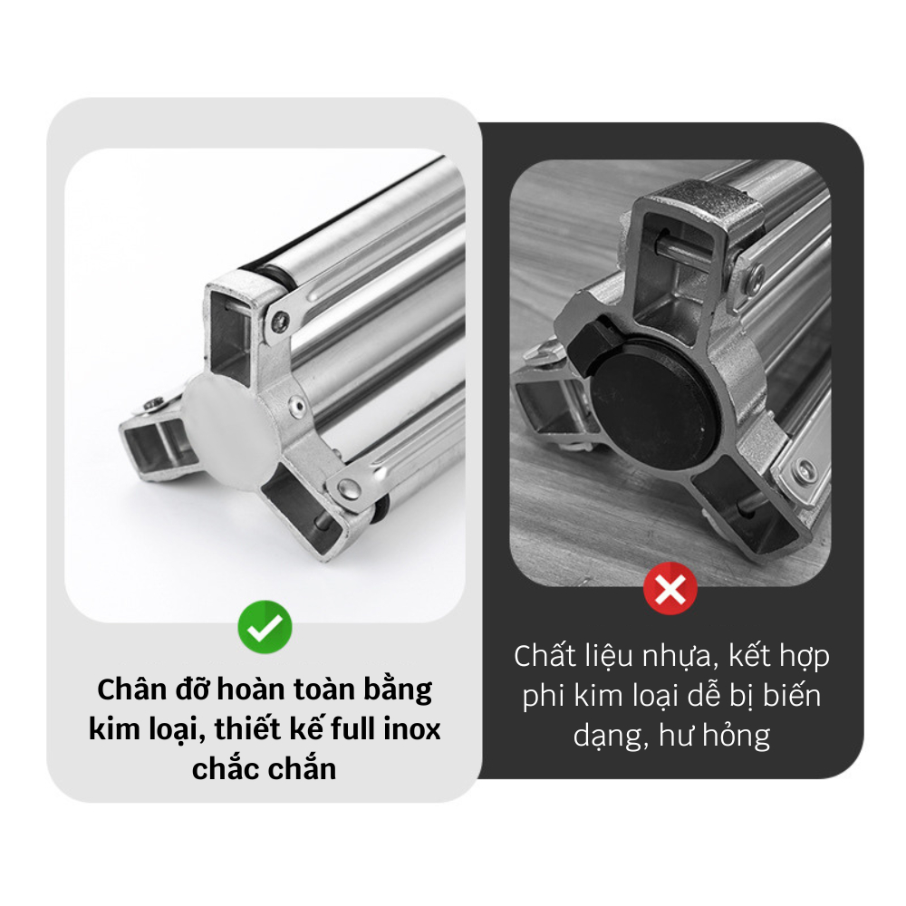 Chân đèn INOX BSL280 chiều cao điều chỉnh 1m-2,8m (tải trọng 10-20kg)