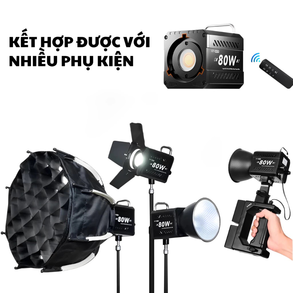 Đèn cầm tay quay phim ZU80 80W