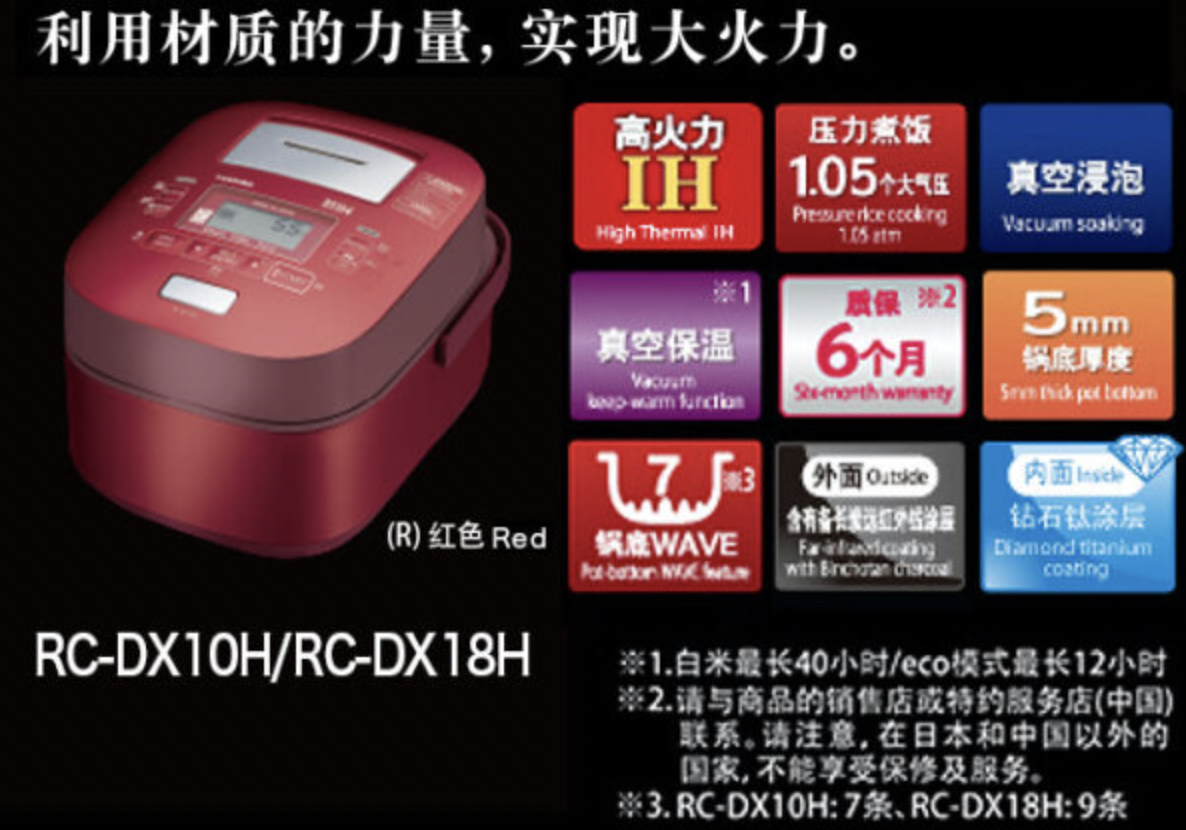 Nồi cơm cao tần TOSHIBA RC-DX18HA- điện 220V