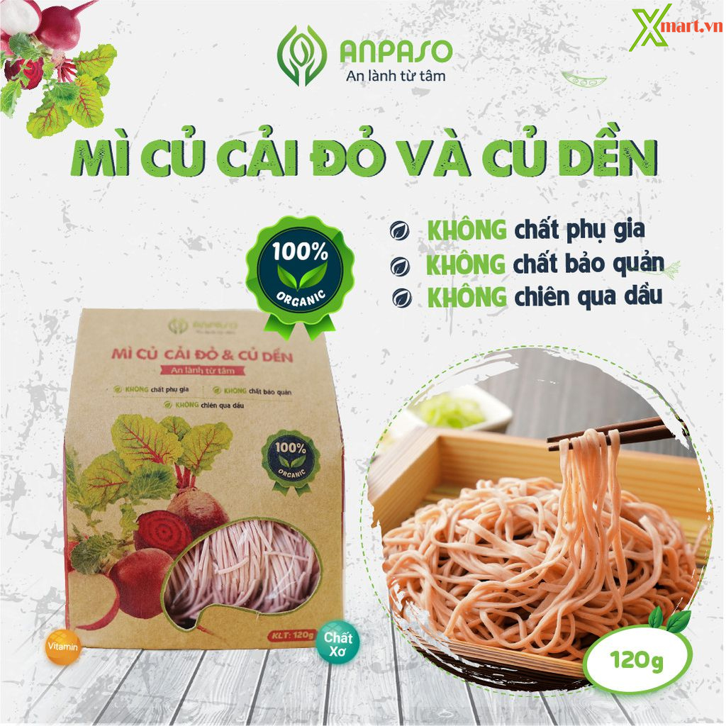 Mì Củ Cải Đỏ & Củ Dền Organic Anpaso 120g
