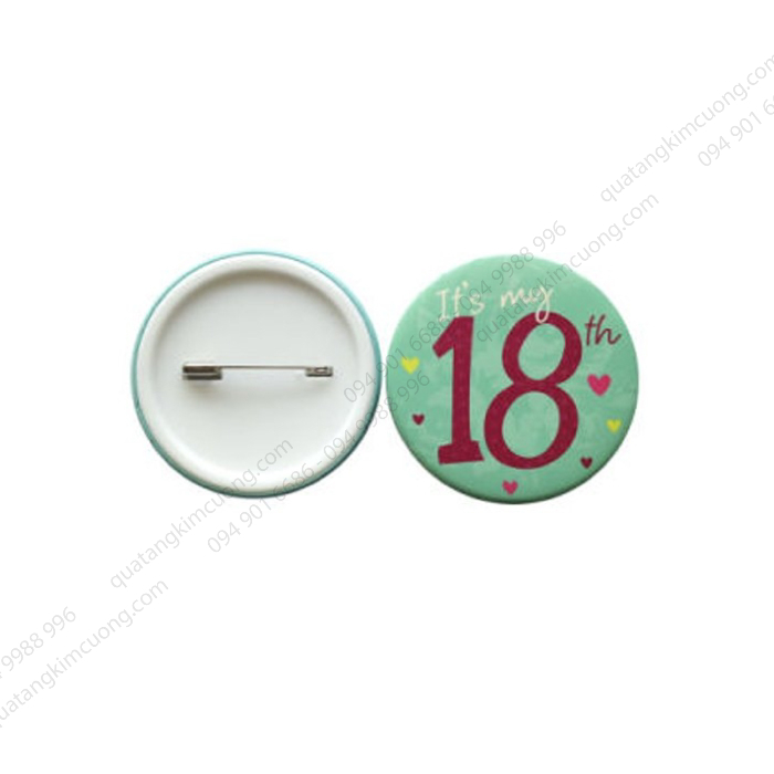 Huy hiệu kim cài nhựa tròn in decal