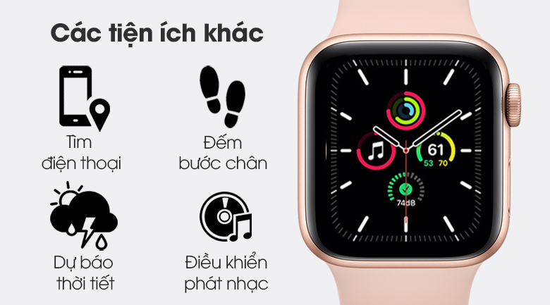 Apple Watch SE 40mm (GPS) Viền Nhôm - Dây Cao Su | Chính Hãng VN/A