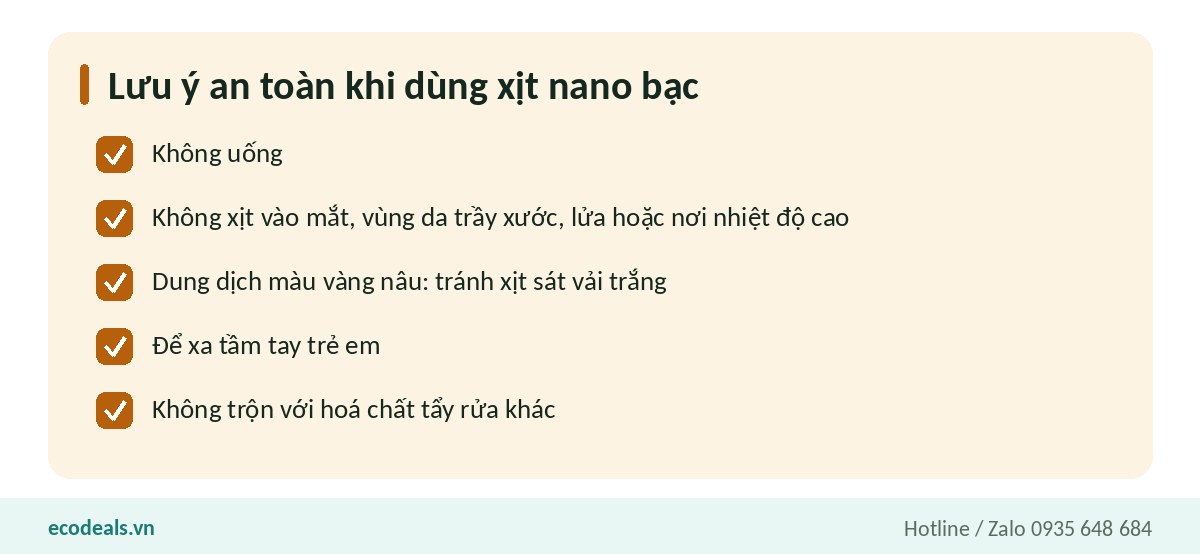 Lưu ý an toàn khi dùng xịt khử mùi nano bạc
