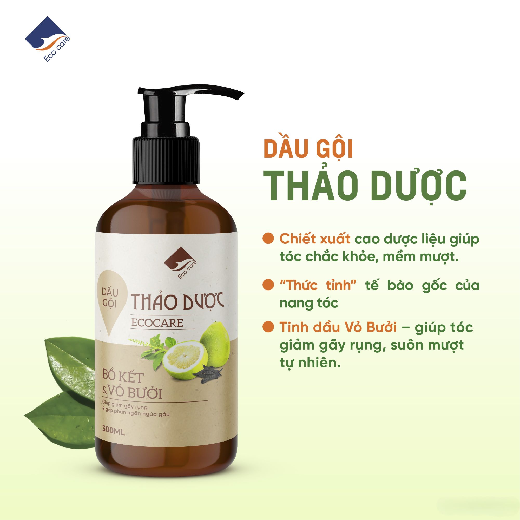 Dầu gội xả Bồ kết Bưởi non Thảo mộc TrueOrganic Ecocare- Kích mọc tóc Chăm sóc chuyên sâu